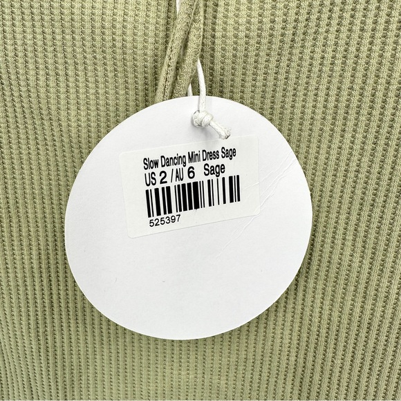 Princess Polly Slow Dancing Ribbed Mini Babydoll Dress Sage Green Size US 2 - Picture 4 of 6